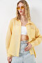 Women's Single Pocket Striped Oversize Shirt 20375 - Yellow - 4