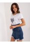 Fusta mini din denim bleumarin cu franjuri - 3