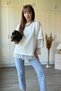 Modal White T-Shirt with Lace Detail on the Back and Sleeves - 6