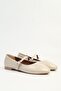 Cream Patent Leather Strapped Ballerina Shoes - 3