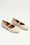 Cream Patent Leather Strapped Ballerina Shoes - 2