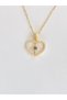 Steel Necklace with White Mineral Inside, with Polar Star in the Middle and White Stone Heart Around It.