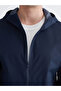 Navy Blue Standard Model Hooded Men's Waterproof Raincoat - 3