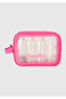 Unisex Fuchsia Transparent Makeup Bag Set