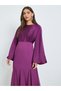 Purple Flute Sleeves Mermaid Hem Maxi Dress - 2