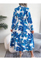 Blue All Over Print Maxi Shirt Dress - 6