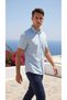 Short Sleeve Buttoned Single Pocket Cotton Men's Shirt - 4