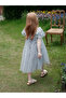 Girls Floral Print Mesh Puff Sleeve Dress - 2
