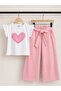Pants with Bow Belt and Heart-Shaped Body Suit