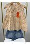 Cappadocia Ki̇ds Girl's 2-Piece Set Floral Patterned Blouse & Denim Shorts - 4