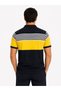 Men's Pique Fabric Striped Polo Collar T-Shirt Short Sleeve Summer T-Shirt - Navy Blue - 2