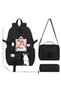 Kawai Korean Style Set of 3 with Plenty of Pockets and Toy Accessories, Primary School Foil Lunch Box and Pen Holder as a Gift