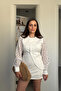 Blouse with Lace Detail on the Sleeves - White - 2