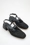 Black Knitted Detailed Bowknot Women's Low Heel Shoes - 3
