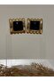 Gold Square Stone Detailed Earrings - 4