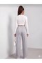 Women's Gray Wide-Leg Sweatpants - High-Waisted Relaxed Fit Two-Thread Seasonal Sweatpants - 3