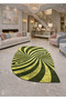 Sdt Green Swirl Patterned Modern Woven Base Decorative Carpet Sdt938