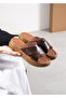 Genuine Leather Women's Cross-Strap Slippers - 4