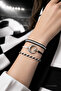 Black and White Moon and Star Bracelet Set - Black and White Fan Bracelet (Handmade Adjustable Macrame) - 3
