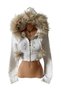 Y2K Street Fur Hooded Rhinestone Viral Cardigan