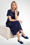 Mecit 6389 Navy Blue Large Size 100% Cotton Women's Nightgown - 2