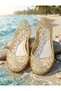 Women's Gold Glitter Beach Sea Shoes |   Stylish Summer Sea Pool Slippers Lightweight Non-Slip Ballerinas | - 3