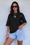 Women's Oversize Casual T-Shirt Crew Neck Free Life Black - 3