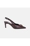 Women's Bitter Brown Colored Stone Slingback Leather Stiletto - 4