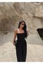 Women's Casual Sandy Jumpsuit with Rope Straps, Elastic Cuffs and Lace-Up Details - 2