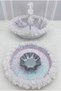 Janjanlı White Bridal Henna Night Tray and Basket, Sparkling Sequin Velvet and Three-Dimensional Laser Flowers, Wedding Marriage Promise Engagement Circumcision