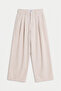 Women's Stone Color Palazzo Fit High Waist Organic Linen Trousers