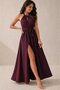 Women's Off-The-Shoulder, Lace-Up Back, Slit Detail, Long Janjan Crepe Dress