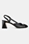 Women's Black Patent Leather Genuine Leather 35-41 Number Medium Heel Back Open Shoes - 5