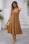 Women's Strappy Round Neck Kiloş Long Viscose Dress - 2
