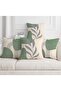 Bohemian Boho Themed Green Gray and Cream Color Digital Printed Gift Set of 4 Throw Pillow Covers