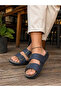 Navy Blue Double Buckle Daily Pool Beach Men's Slippers