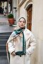Amore Leaf Pattern Shawl - Emerald-Multicolor - 4