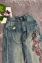 Grinding Fabric Tribal Printed Grunge Baggy Y2K Unisex Denim Pants