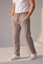 Beige Double Ribbed Side Pocket Zippered Comfortable Cut Combed Cotton Sweatpants Straight Leg Casual Sports Sweatpants