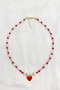 Pearl Crystal Red Heart Design Necklace - 4