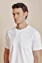 Men's Off-White Cotton Blend Crew Neck T-Shirt with Patch Logo on the Sleeve - 4