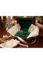 Bronze Ring Vintage Women's Authentic Jewelry Green Crystal Stone Floral Model Adjustable - 6
