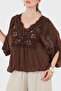 Oversize Silk V-Neck Lace Detailed Blouse Bluz 6901023 - 4