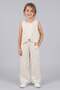 Girl's Pants Shirt Muslin 2-Piece Set Beige 4-9 Years - 2