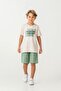 Boy's Licensed Uspa Beige T-Shirt and Green Bermuda Set