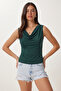 Degaje Yaka Sandy Knitted Blouse Lrn0033 Emerald Green - 2