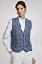 Blue Women's V-Neck Floral Embroidered Buttoned Denim Vest - 3