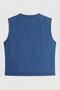 Blue Women's V-Neck Floral Embroidered Buttoned Denim Vest - 8