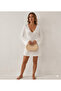 V-Neck Openwork Knit Mini Dress with Back Detail - 7