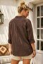 Light Brown Shirt Collar 3/4 Sleeve Buttoned Embroidered Perforated Embroidery Casual Cotton Woven Shirt 70 60 - 7